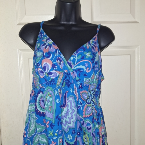 Blue Floral Sleeveless Dress - Picture 2 of 5